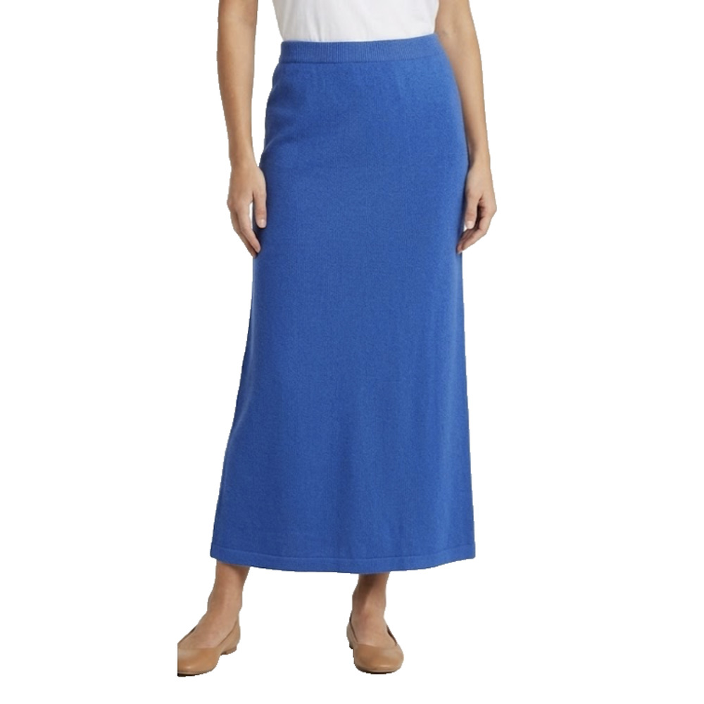 St John Evening Santana Knit Skirt Pencil Straight Midi Maxi Wool Blend Blue 8 M